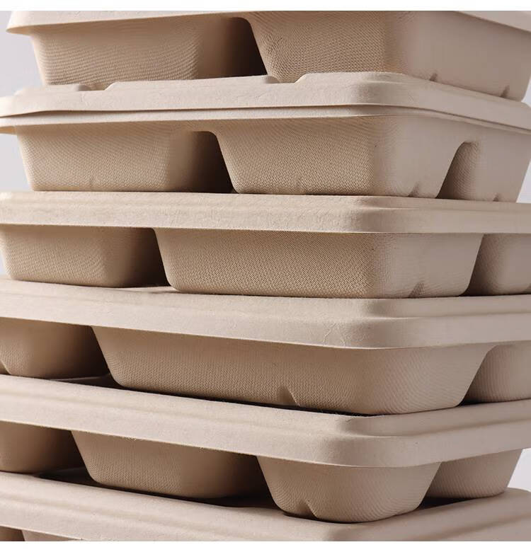 四格餐盒一次性饭盒多格分格餐盒四格纸浆打包盒3格4格分隔外卖可降解