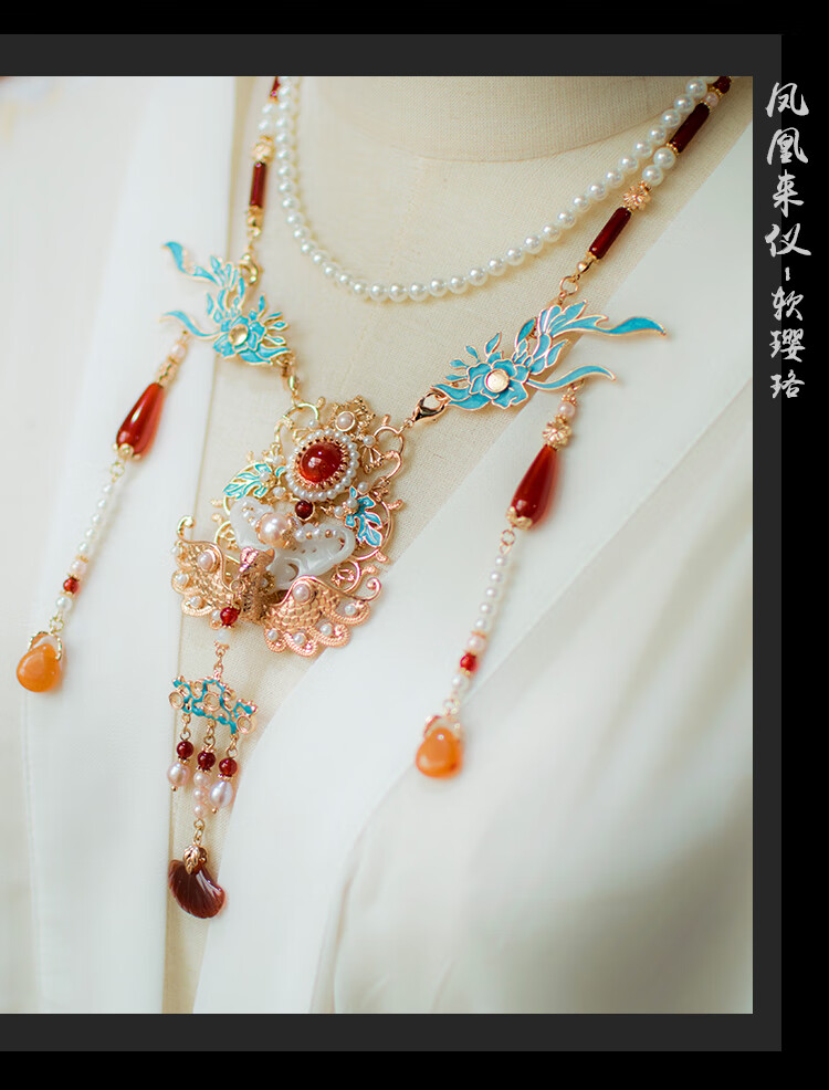 古风明制汉服软璎珞多层叠戴敦煌风项链毛衣链女 凤凰来仪-软璎珞1套