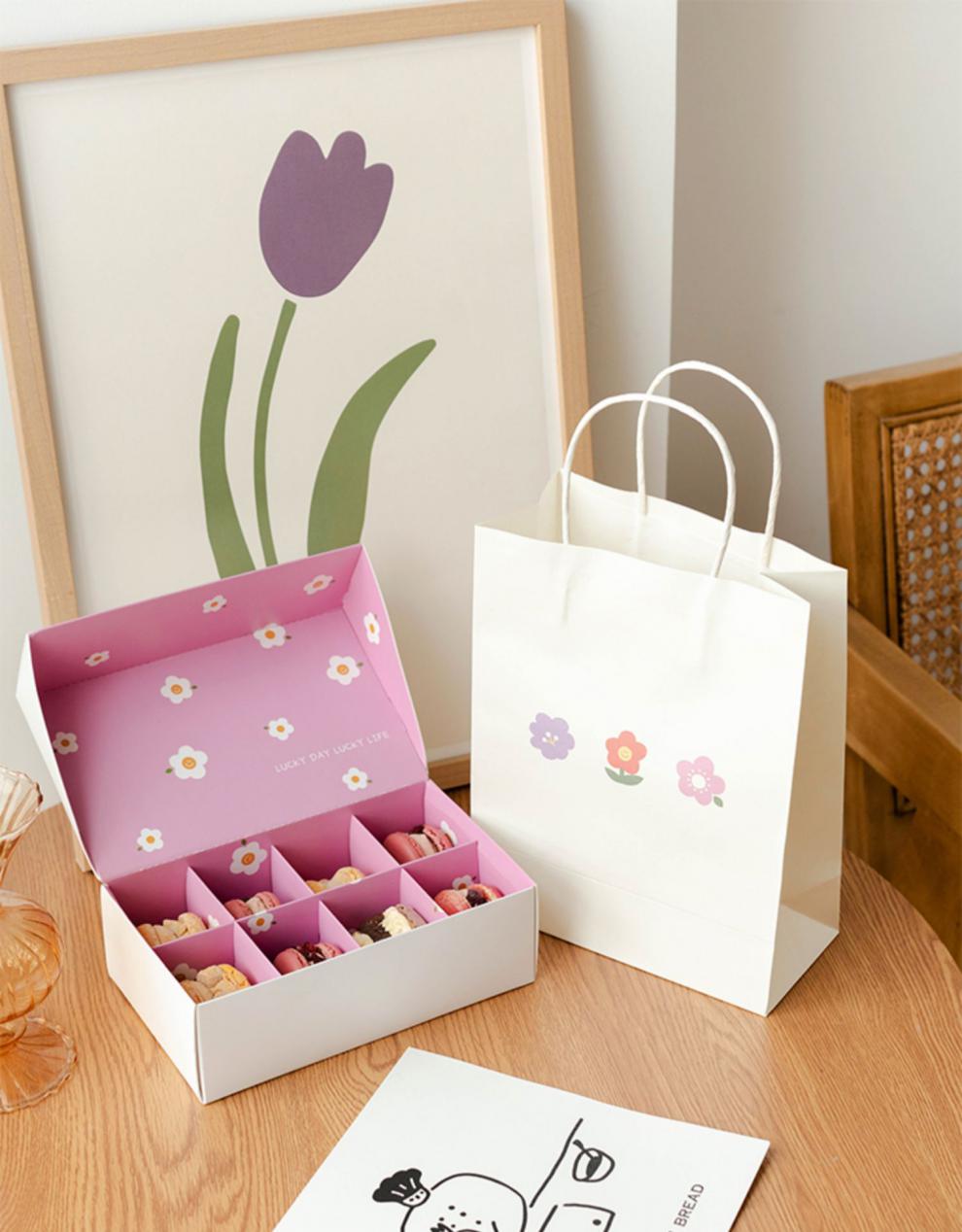 甜点包装盒空盒蛋糕礼盒ins风韩式胖马卡龙包装盒子花朵法式烘焙饼干