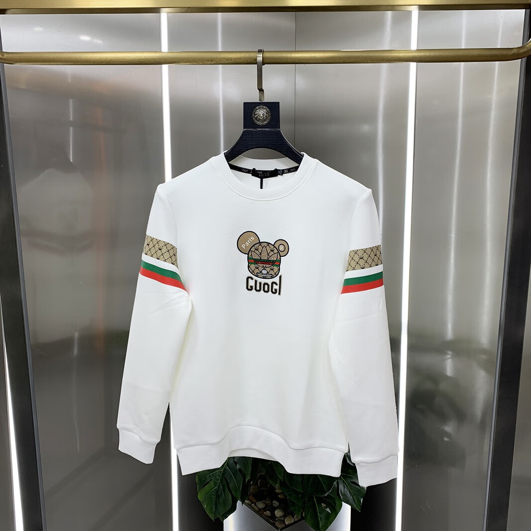 lv mk意大利国际大牌男装2022秋季新款圆领套头卫衣男士潮流字母小熊