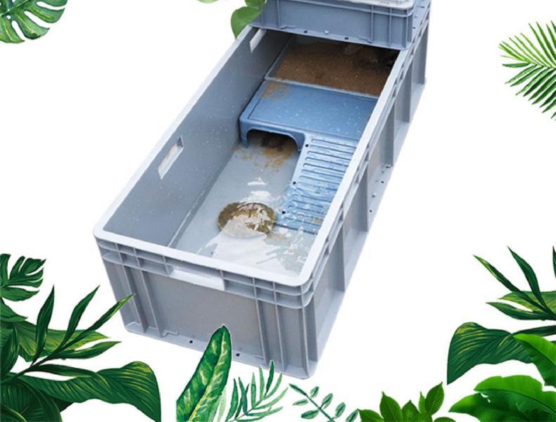 乌龟缸塑料乌龟箱带晒台鱼缸开放式养龟专用塑料箱乌龟大型饲养箱蓝色