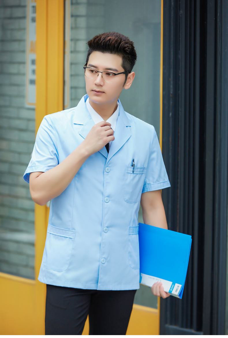 白大褂男短袖长袖套装夏季夏天短款小褂分体实验室店牙科工作服工装可