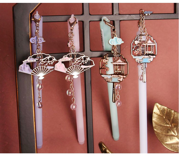 玟书古风吊坠笔好看漂亮的笔中性笔可爱少女心挂饰笔黑笔仙气笔学生用