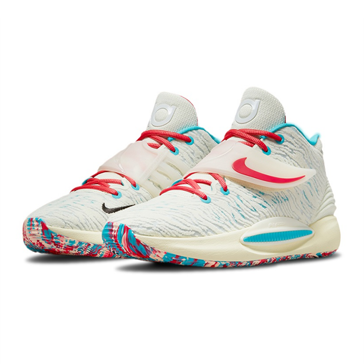 nike kd14 ep 杜兰特14代 蓝粉 彩色扎染 魔术贴透气 实战篮球鞋 cz0
