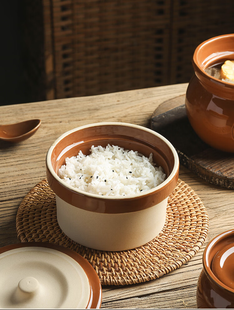 陶瓷炖盅蒸饭碗土钵碗带盖炖盅复古钵仔碗家用饭店餐具蒸蛋食格 5英寸