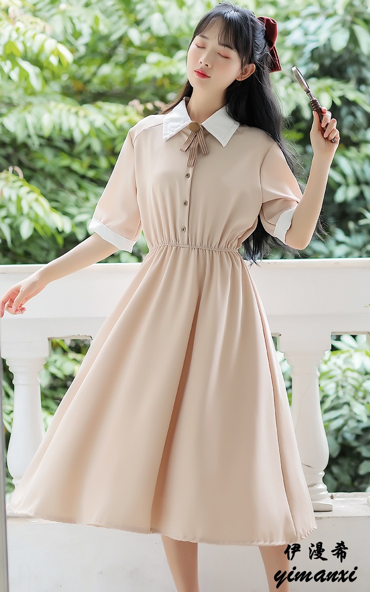 夏天女生裙子夏季衣服学生少女高中生初中生大学生穿的韩版仙女中长裙