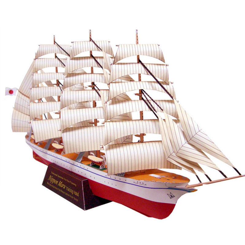 航海黑珍珠号帆船图纸diy手工折纸3d纸模立体拼图模型摆件憧憬a4普通