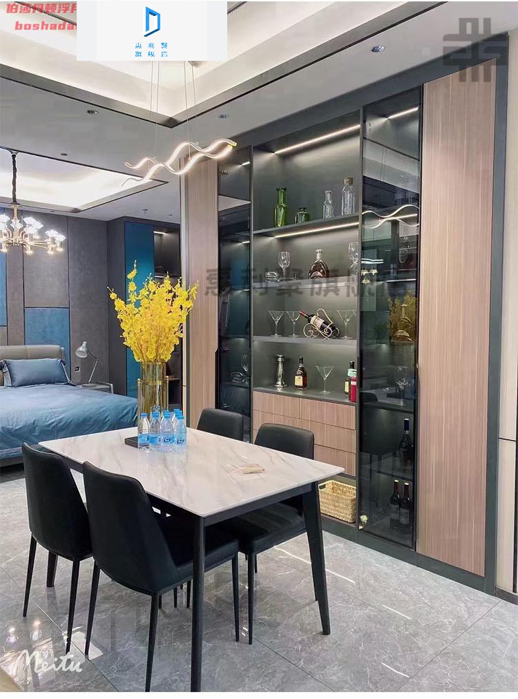 喜奇隆玻璃酒柜酒柜玻璃门铝合金酒柜钢化玻璃门橱柜子门框极简轻奢窄