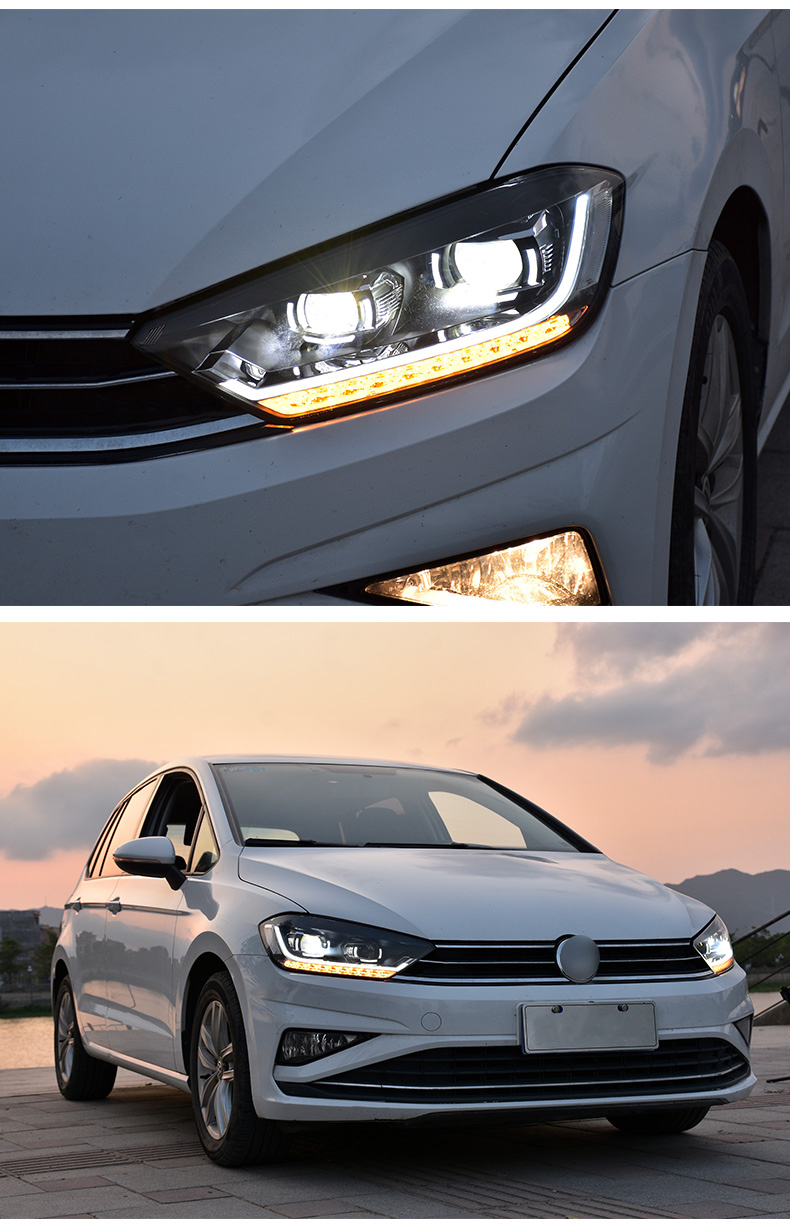 适用于大众高尔夫嘉旅大灯总成1619款嘉旅改装激光led大灯老改新日行