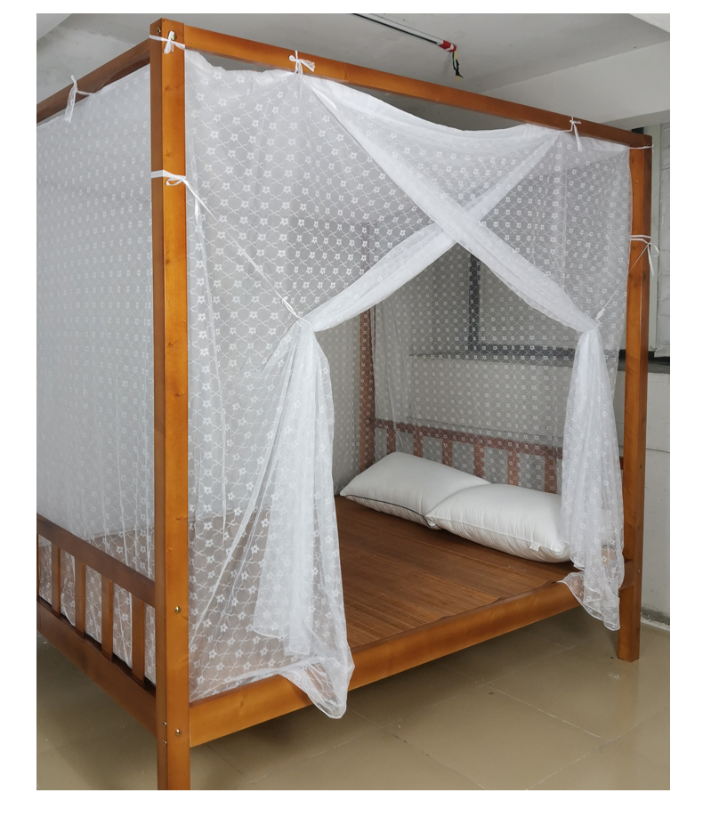 蚊帐传统老款农村木床单门梅花可穿杆绑绳蚊帐穿杆款大梅花特密12宽20