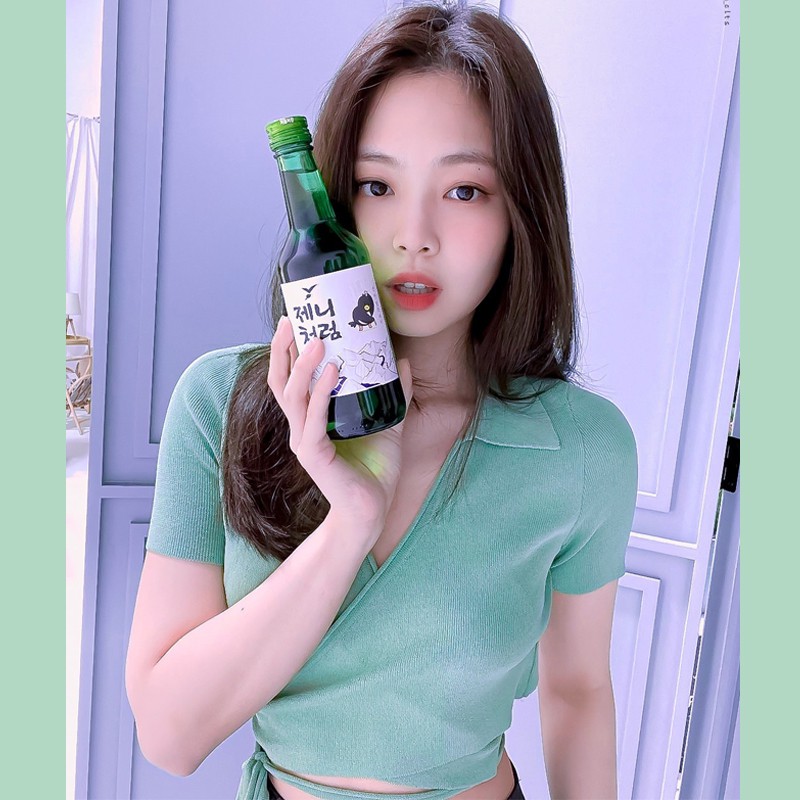 blackpink金智妮jennie同款衣服绿色绑带t恤女夏季装露背短款上衣潮梦