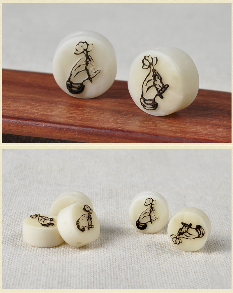 思梵奴象牙果带皮雕刻莲花福字背云祥云背云