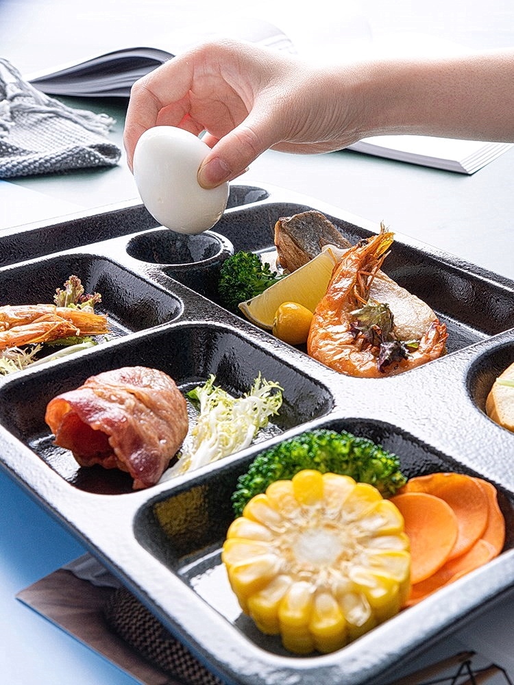 分餐制餐具家用日式陶瓷分格盘子一人食餐盘家用分隔盘大人创意四格分