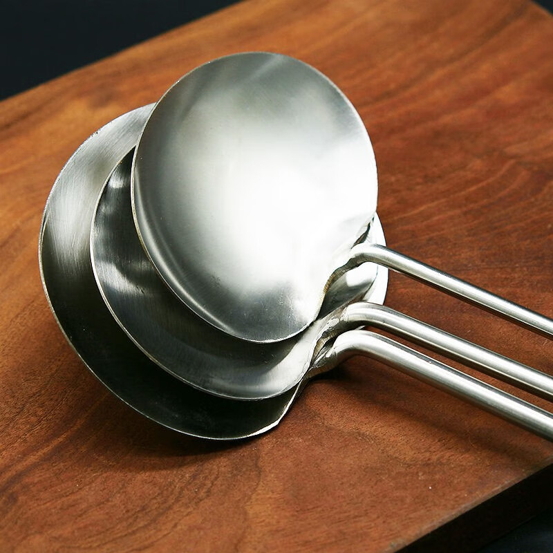 坤贝(kunbei)不锈钢炒菜勺家用商用手工加厚扁形炒勺炒铲加长手柄厨师