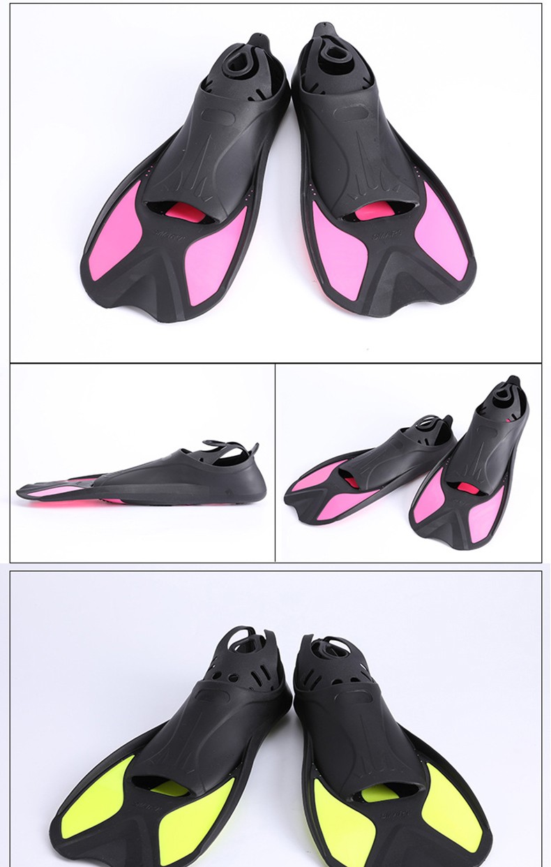 日本 儿童轻便短脚蹼浮潜自由泳鸭脚板蛙鞋游泳潜水装备 荧光黄40-41