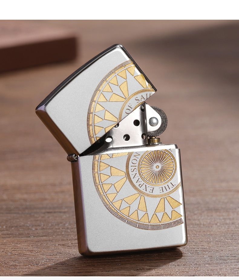 之宝zippozipp打火机防风纯铜煤油航海图爱情海罗盘刻字送礼男士礼品