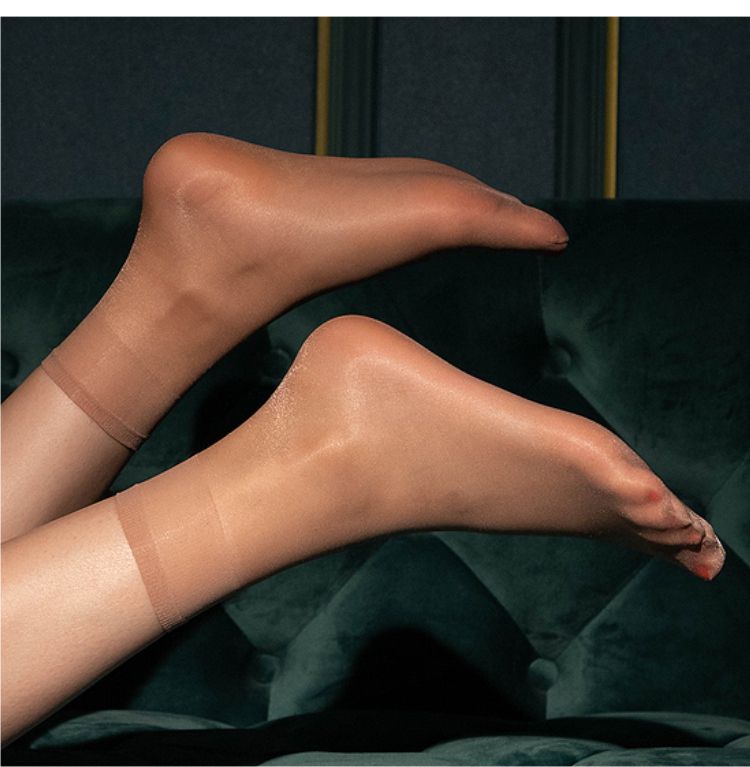 马油袜油光油亮丝袜足欧式油亮丝滑光滑包芯丝脚尖透明短丝袜白色袜子