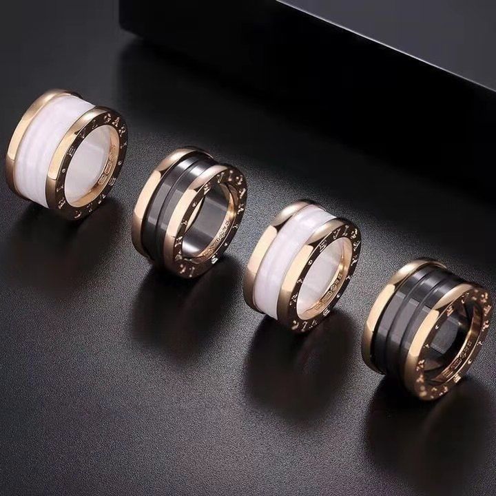 昂朗(anglang) bulgari宝家陶瓷戒指小红人慈善款玫瑰金弹簧男女戒