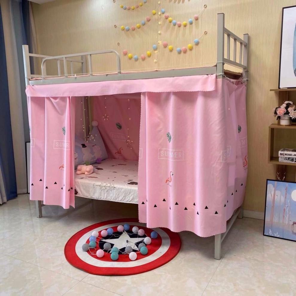 布荷学生宿舍下铺床帘女生寝室上铺帘子公主风粉色简约床帐幔床围挂帘