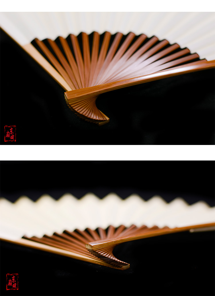 2022新款老料玉竹扇95寸18方老料水磨玉竹暗钉折扇男女古风玉骨文玩