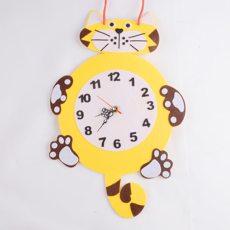 不织布手工挂钟 材料包免裁剪不织布卡通挂钟儿童di制作材料包趣味