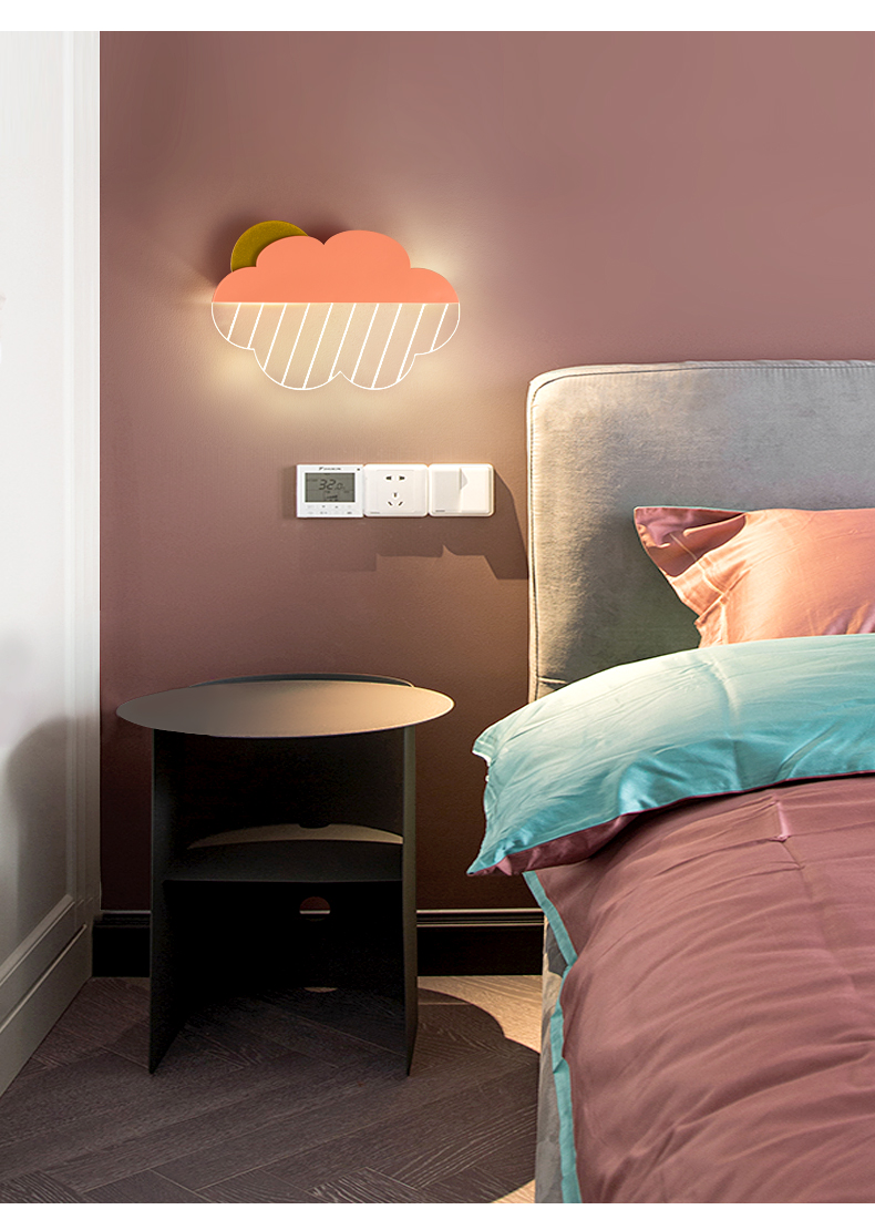 fgacct创意设计儿童房壁灯简约现代多彩云朵男女孩卡通壁灯北欧床头灯