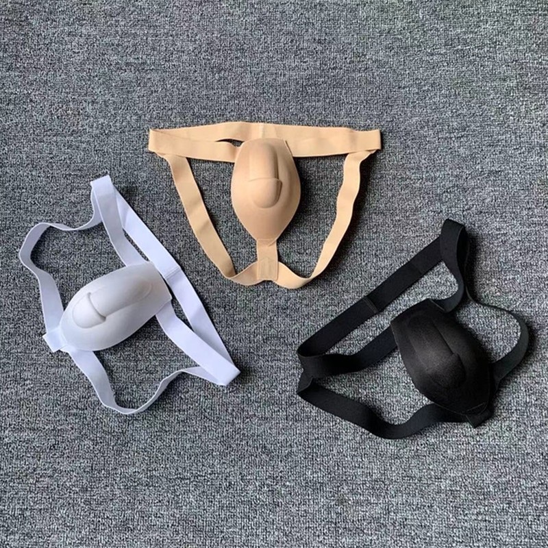 男士罩杯双带丁字内裤青年性感3d立体激凸显大内裤泳裤垫片护垫肤色m