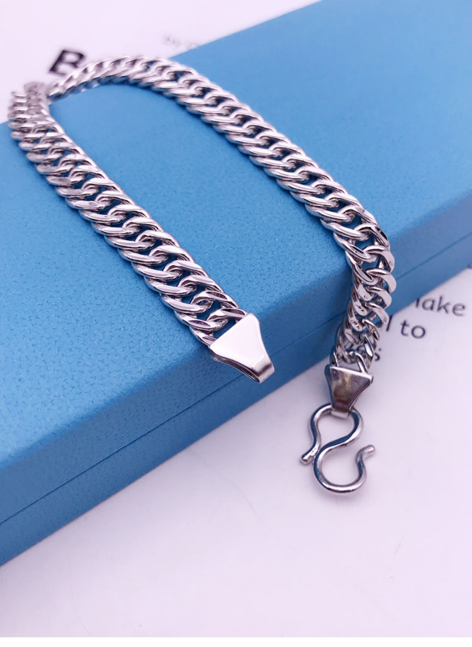 温星珠宝老板手链马鞭链pt950男士铂金手链男白金男款手链可定制 长