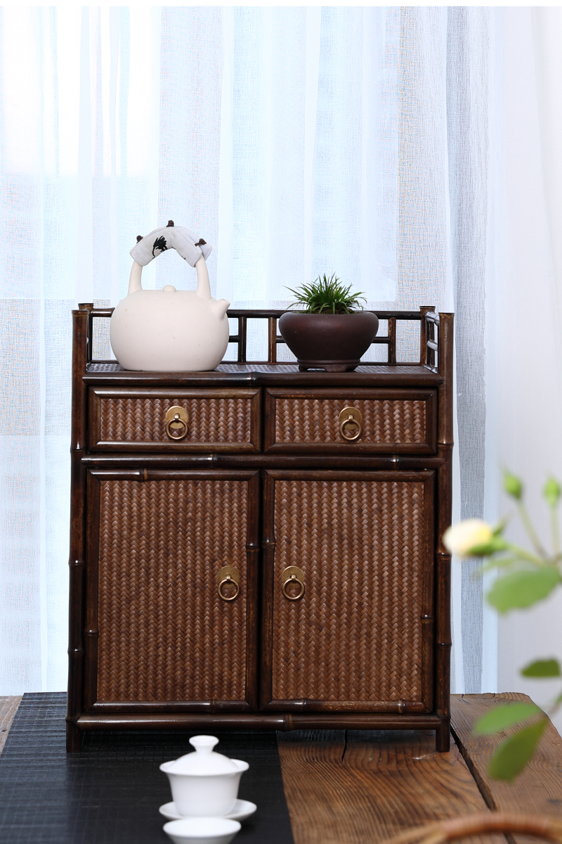孝竹堂中式收纳竹柜竹制抽屉式茶棚边几小型边柜多层