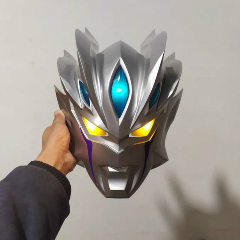 智能雷欧奥特曼头盔头套面具手工定制特摄动漫电影皮套白膜成品 极限