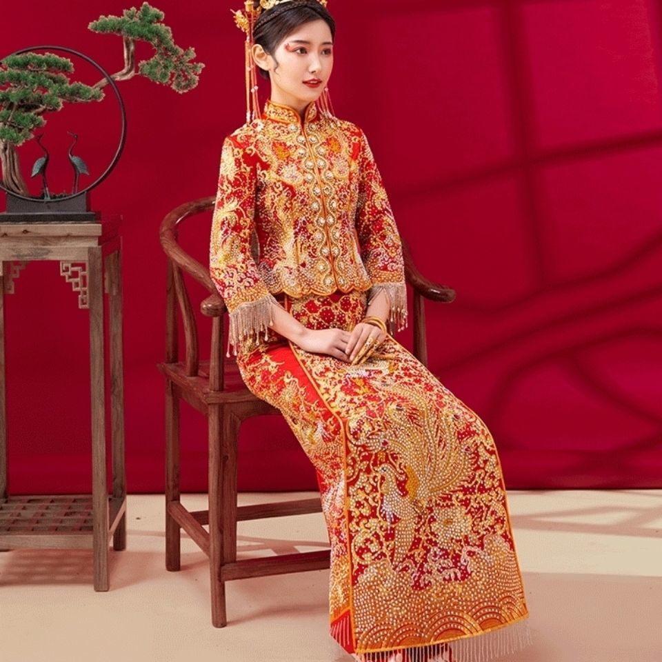 kouyang)结婚秀禾服新娘新款龙凤褂中式礼服古装嫁衣敬酒服显瘦裙褂女