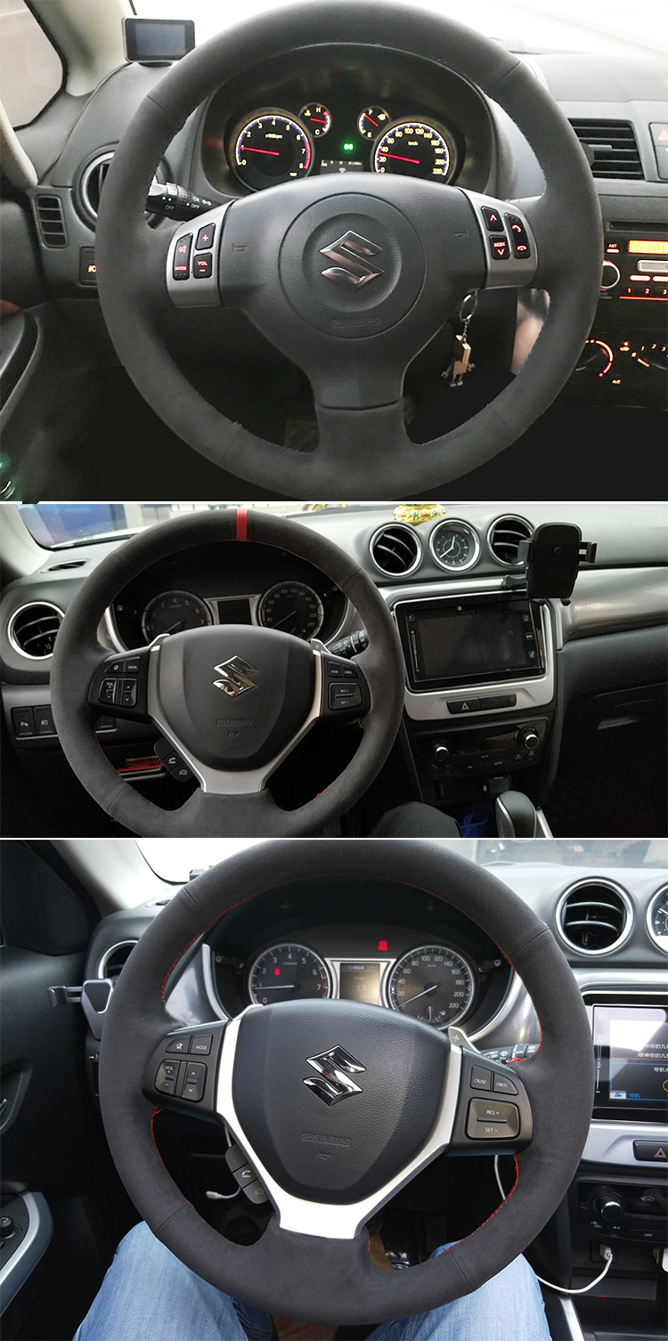 铃木手缝方向盘套翻毛皮锋驭奥拓雨燕天语sx4维特拉启悦骁途把套左右