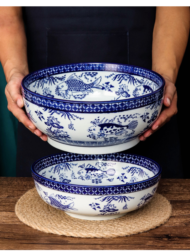 活面盆陶瓷和面盆陶瓷盆厨房用和面盆中式麻辣香锅碗面碗陶瓷汤碗大碗