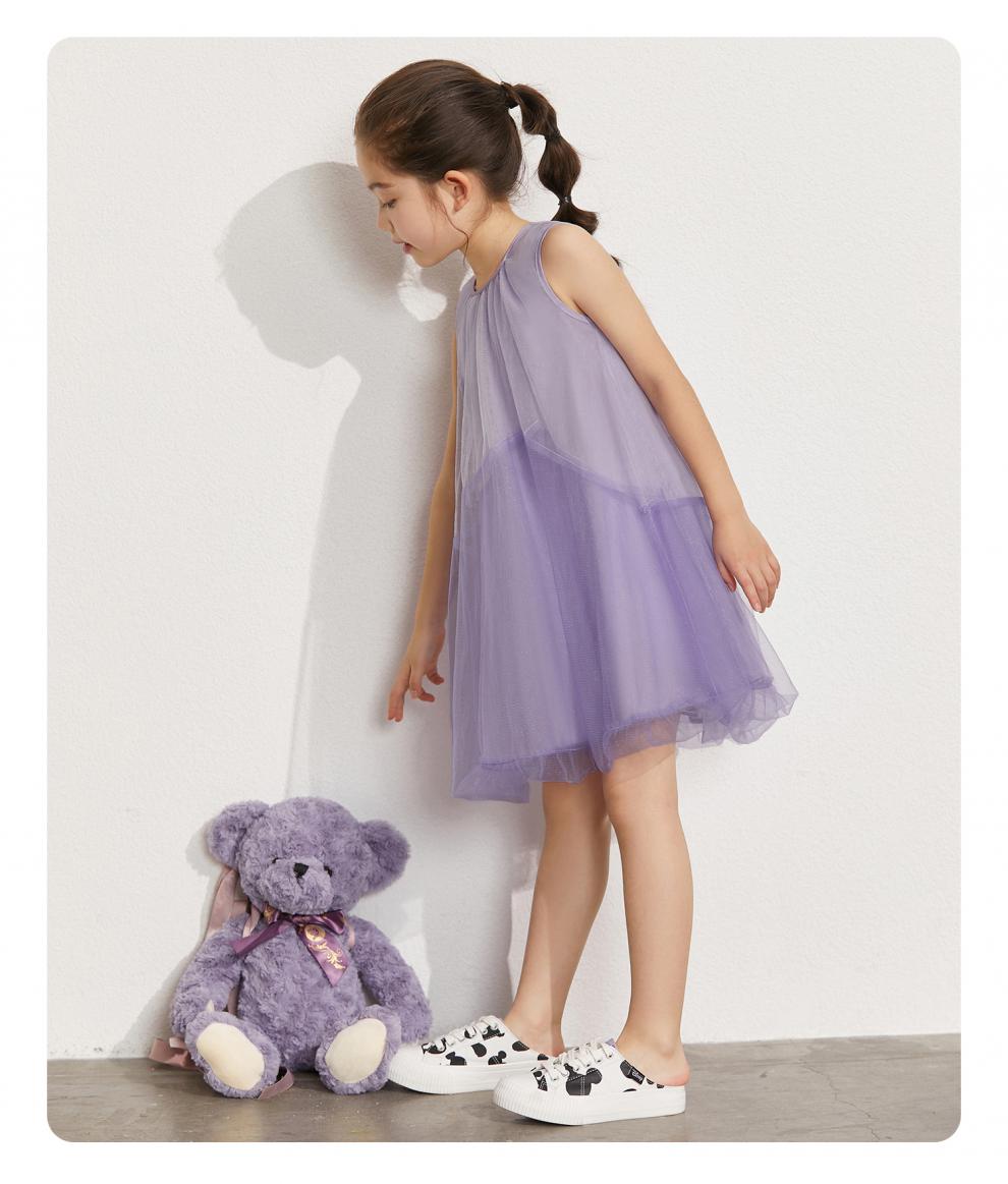 amii童装女童连衣裙2021夏装新款中大儿童背心裙网纱裙子休闲洋气