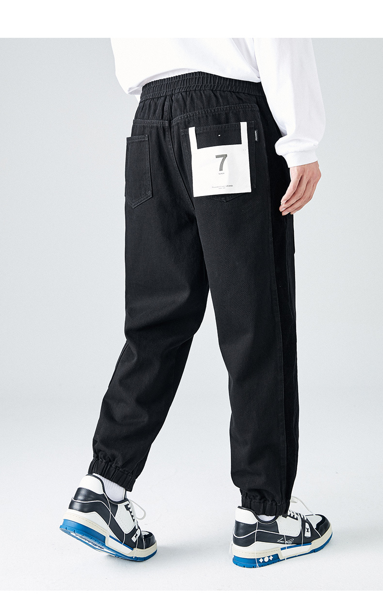 太平鸟男装 束腿牛仔裤男7a型2021年秋季新款廓形宽松锥形工装长裤男