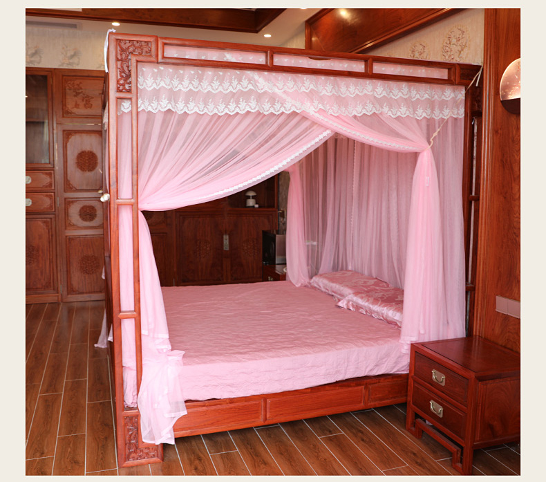 床中式仿明清古典床传统床加密加厚公主床幔新款宫廷纹帐纯洁白15m床