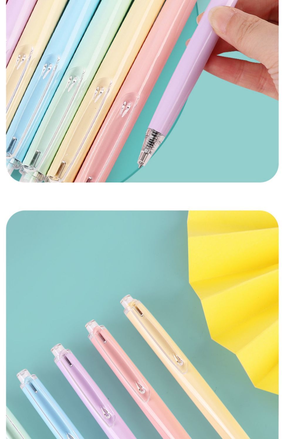 马卡龙金属中性笔三倍密度按动水笔05mm黑色ins日系签字笔薄荷绿5支20