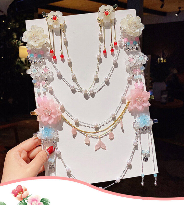 古风超仙额头链儿童女童汉服头饰宝宝公主发饰古夹眉心坠步摇 小清新