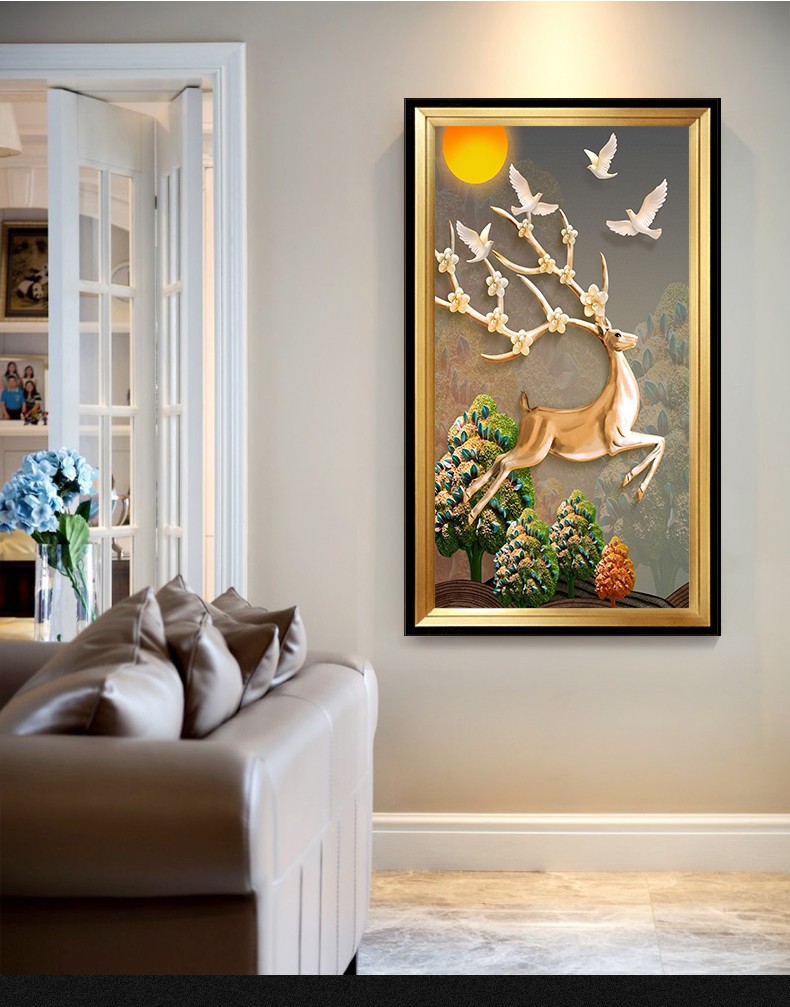 搜可高端轻奢玄关装饰画走廊过道壁画北欧客厅沙发背景挂画美式酒店