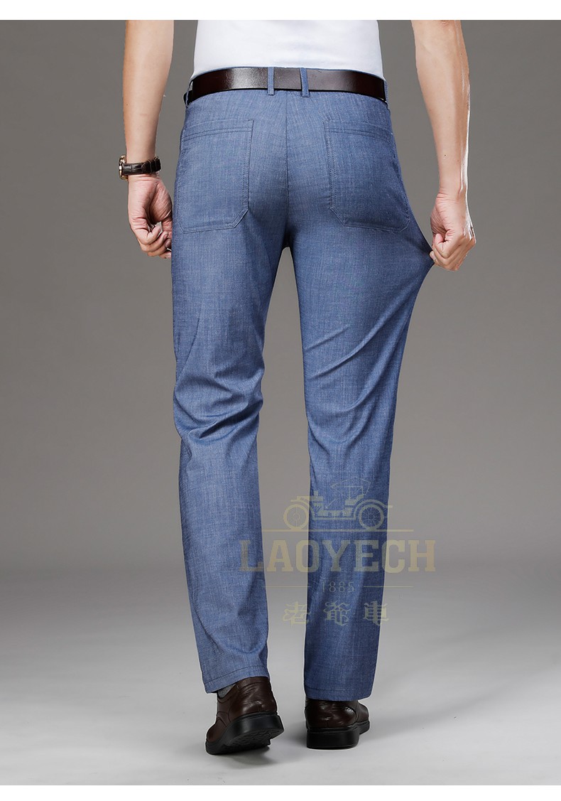 老爷车男裤夏季薄款裤子男高腰中老年休闲裤男高品质品牌爸爸装亚麻