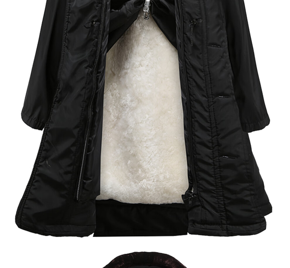 东北真羊皮毛大衣男长款皮毛一体冬季加厚防寒棉袄军棉男女皮袄羊毛