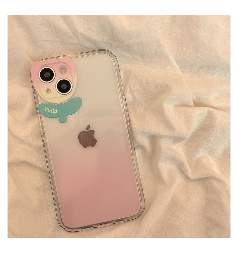 承格巨日韩粉色透明渐变花朵适用iphone13promax苹果12手机壳11硅胶xs