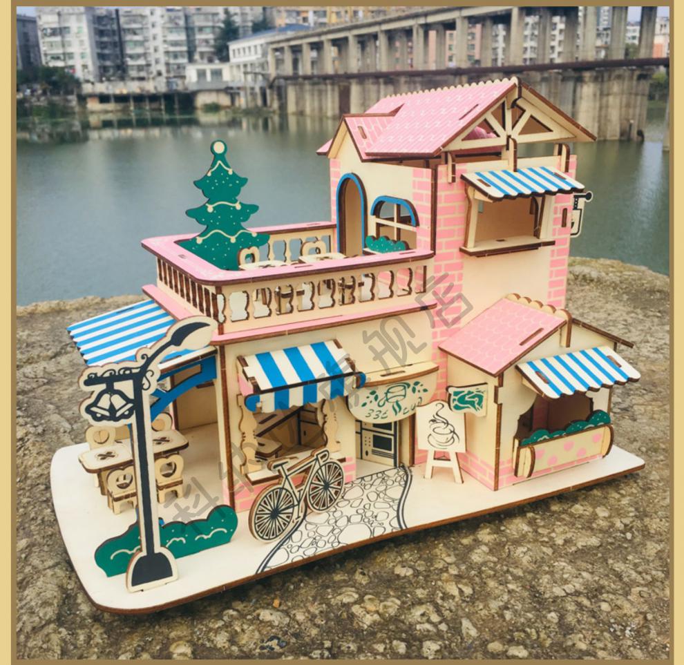 榫卯结构建筑微缩模型手工拼装木制古建筑模型别墅木屋 高难度成人