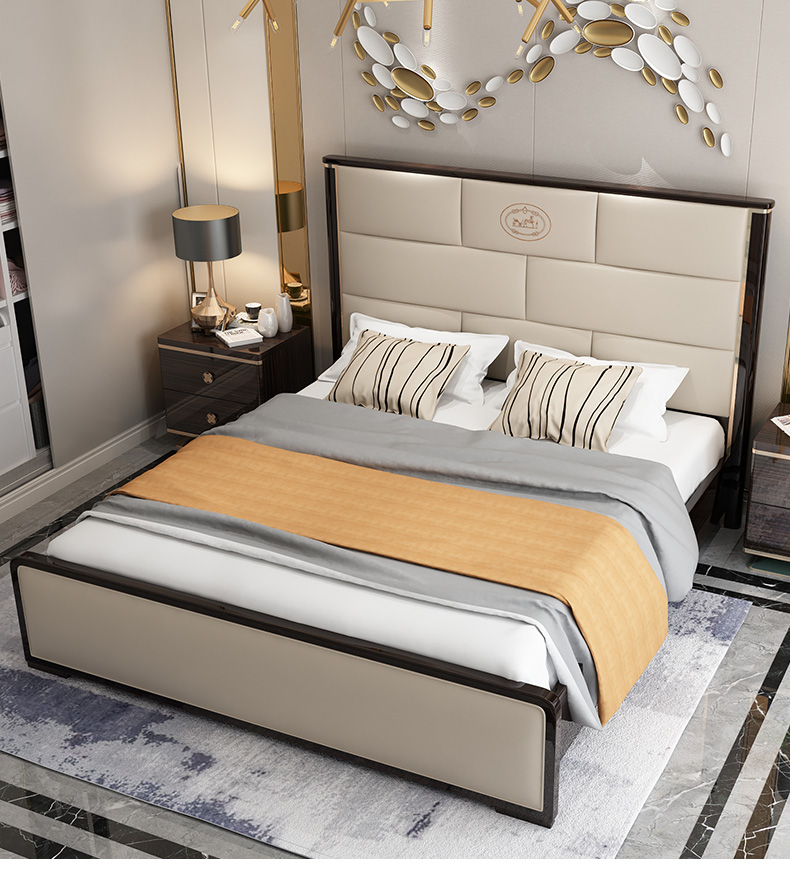 8米欧式豪华大床双人床 轻奢真皮床 1500mm*2000mm【图片 价格 品牌