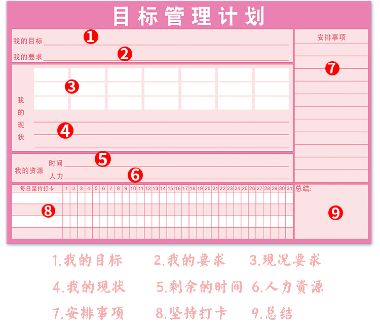 目标管理计划表 中小学寒假学习打卡安排表 计划表墙贴 款式一 磁性