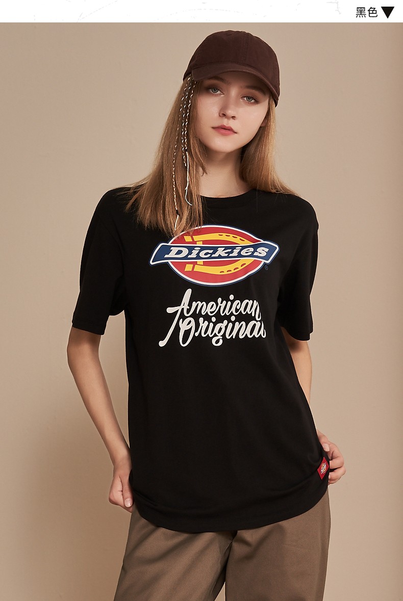 经典款dickies短袖情侣款艺术字体logo印花短袖t恤女t恤女短袖女dk