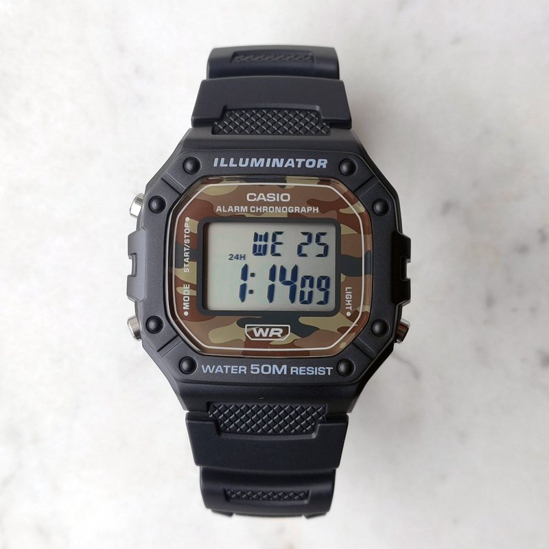 卡西欧(casio)卡西欧手表casio w-218h-5b 户外运动时尚迷彩复古方块