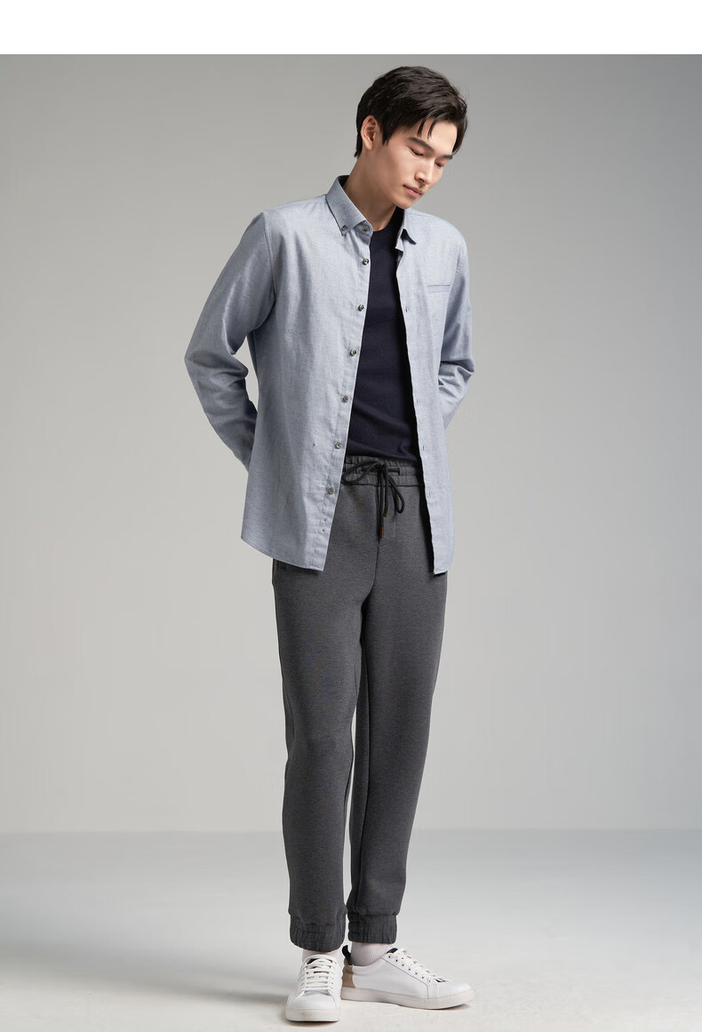 鄂尔多斯1980男长袖衬衫 淡蓝灰 170/92a/m