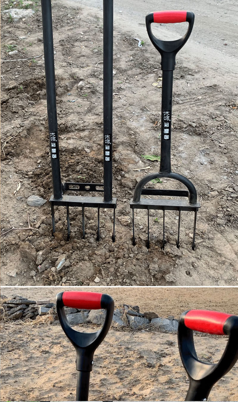 翻土神器松土开荒铲子家用人工挖蒜叉子挖土豆工具手动翻地神器 单柄
