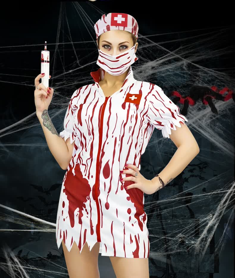 2022新款万圣节cos万圣节女装2022cos服护士恐怖服饰万圣夜halloween